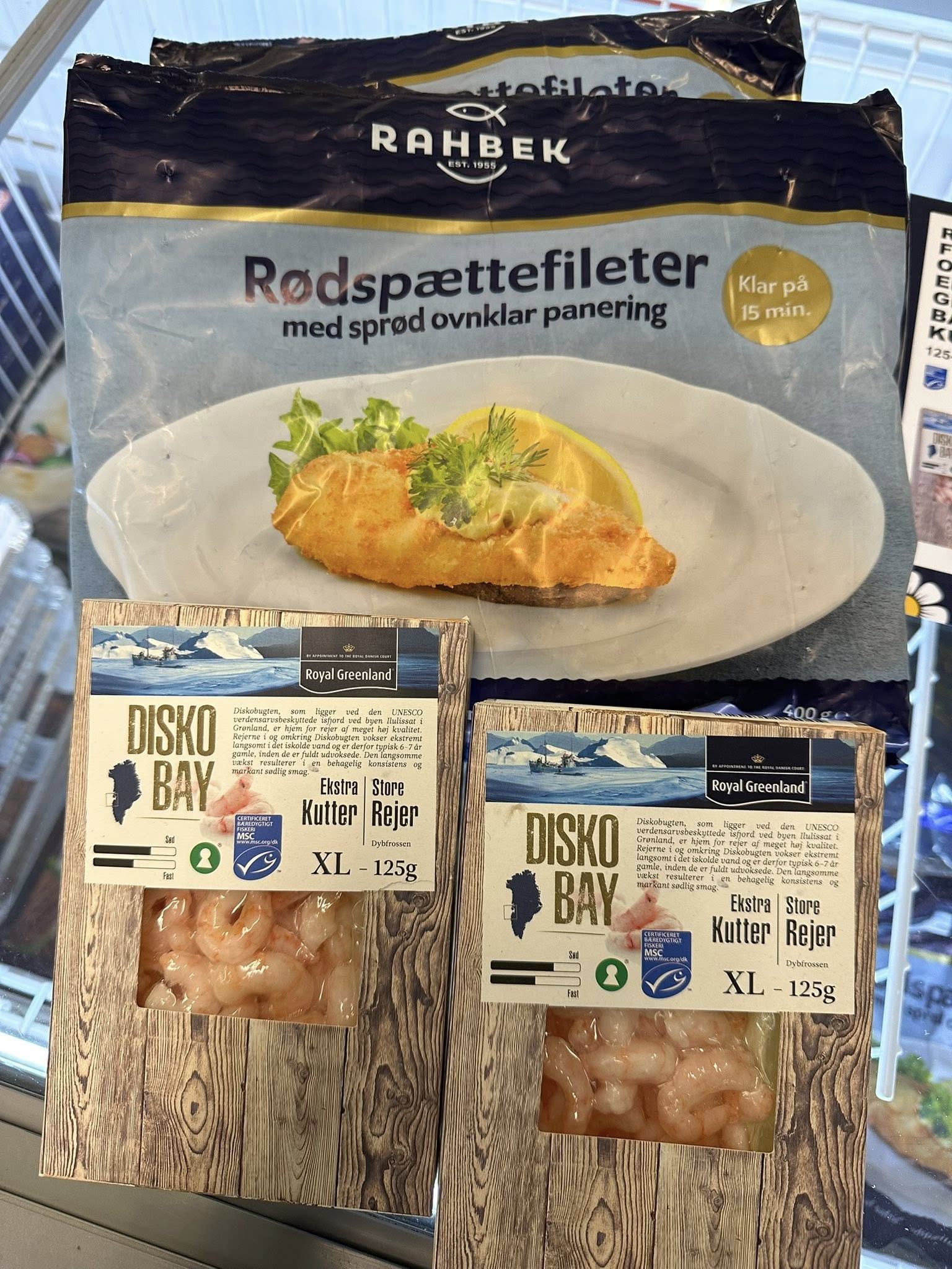 Rødspættefileter eller Kutter rejer